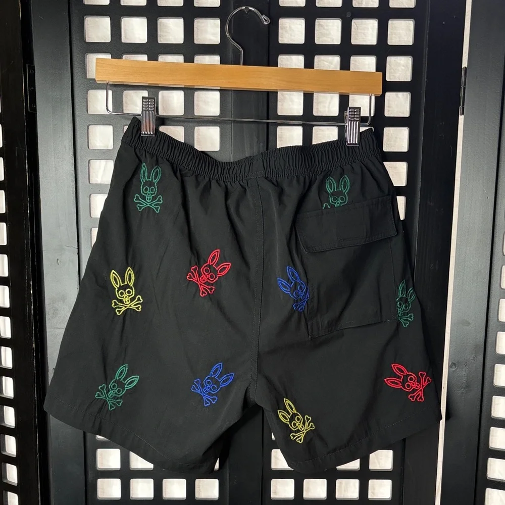 🐰 Psycho Bunny Ligon Embroidered Swim Trunks XS Men's Logo Pattern 🐰 - Picture 7 of 12